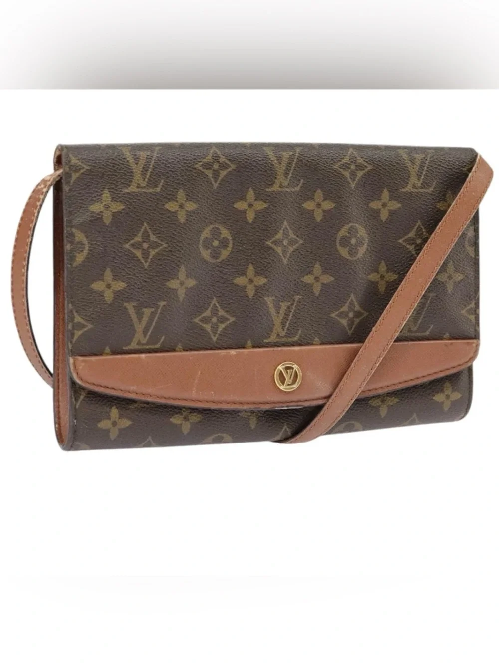 👜 LOUIS VUITTON Bordeaux 24 Monogram Authentic Shoulder Crossbody Bag Luxury